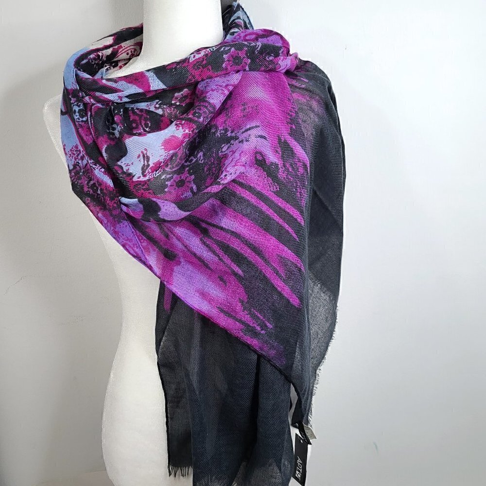 NWT APT 9 Pink Purple Fever Eclipse Big Rectangle Fringe Scarf Wrap